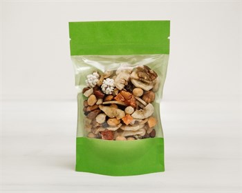 Пакет Дой-пак с zip-lock и окошком бумажный, 18,5х11х3,5 см, окно 10 см, зеленый У0703030 - фото 9951