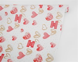 Бумага упаковочная, 50х70 см, «With love, сердечки», 1 лист У0203140