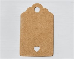 Бирка из мелованного картона, 3х5 см, с сердечком, крафт У1206125