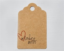 Бирка из мелованного картона, «Made with...», 3х5 см, крафт У1206126