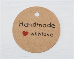 Бирка из мелованного картона, «Handmade with love», круглая, d=4,5 см, крафт У1206133