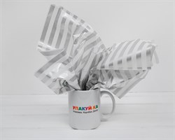 Бумага тишью, белая в серебряную полоску, 50х66 см, 1 лист У0201055