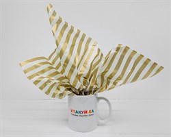 Бумага тишью, белая в золотую полоску, 50х66 см, 1 лист У0201056