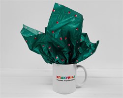 Бумага тишью, зеленая, Веточки, 50х66 см, 1 лист У0201057