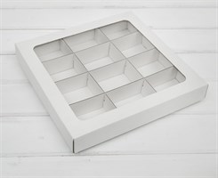 УЦЕНКА Коробка с окошком 25х25х4 см, крышка-дно, белая У0115045-УЦ