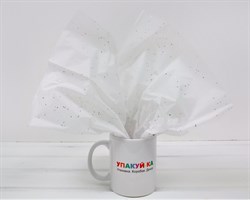 Бумага тишью, белая с серебряным глиттером, 50х66 см, 1 лист У0201052