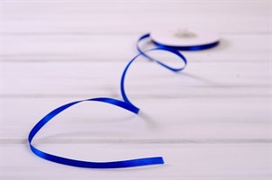 Лента атласная, 6 мм, синяя, 22 м У0520002-Б22