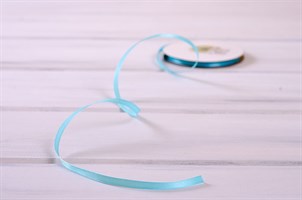 Лента атласная, 6 мм, нежно-лазурная, 22 м У0520010-Б22