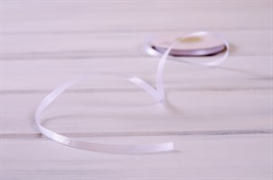 Лента атласная, 6 мм, белая, 22 м У0520027-Б22