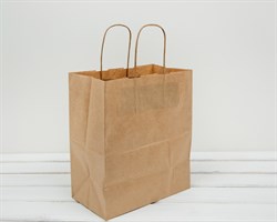 УЦЕНКА Крафт пакет бумажный, 28х24х14 см, с кручеными ручками, коричневый у0701006-УЦ