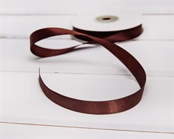 Лента атласная, 15 мм, темно-коричневая, 22 м У0518002-Б22