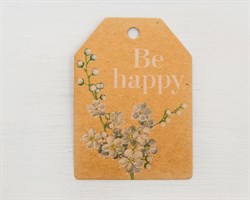 Бирка картонная, «Be happy», 7х5 см, крафт У1202022