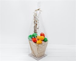 Пакет прозрачный с жестким дном «Пасхальный», 14х14х60 см, дно-жемчужно-розовое У0303017