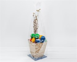 Пакет прозрачный с жестким дном «Пасхальный», 14х14х60 см, дно-синее У0303018