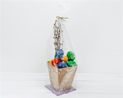 Пакет прозрачный с жестким дном «Пасхальный», 14х14х60 см, дно-сиреневое У0303020