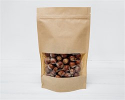 Пакет Дой-пак с zip-lock и окошком, 24х15х4 см, окно 7 см, светлый крафт У0703050