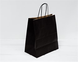 Пакет бумажный, 28х24х14 см, с кручеными ручками, черный У0703023