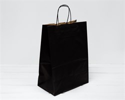 Пакет бумажный, 35х26х15 см, с кручеными ручками, черный У0701024