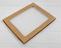 Коробка с окошком 30,1х23,2х1,9 см из мелованного картона, крафт У0102141