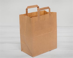 Пакет бумажный, 28х24х14 см, с плоскими ручками, коричневый У0701001