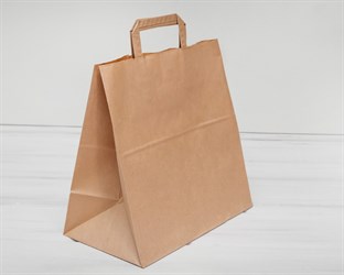 Пакет бумажный, 32х32х18 см, с плоскими ручками, коричневый У0701007