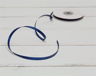 Лента атласная, 6 мм, темно-синяя, 1 м У0520032