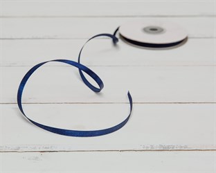 Лента атласная, 6 мм, темно-синяя, 27 м У0520032-Б