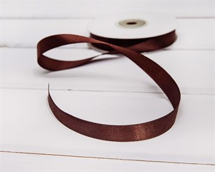 Лента атласная, 12 мм, темно-коричневая, 27 м У0540007-Б