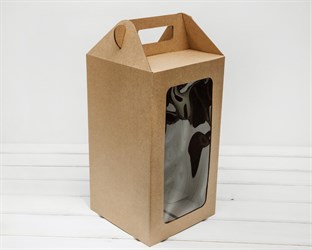 УЦЕНКА Коробка для кукол, с окошком и ручкой, 36х20х20 см, крафт У0102041-УЦ