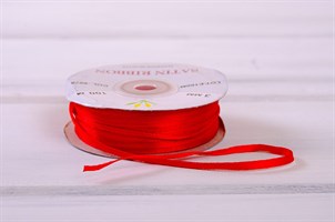 Лента атласная, 3 мм, красная, 1 м У0530007