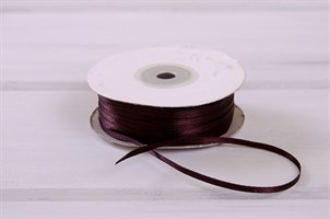 Лента атласная, 3 мм, темно-коричневая, 1 м У0530017