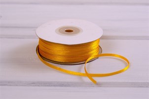 Лента атласная, 3 мм, темно-желтая, 91 м У0530019-Б