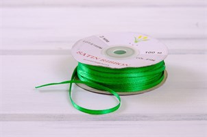 Лента атласная, 3 мм, зеленая, 91 м У0530020-Б