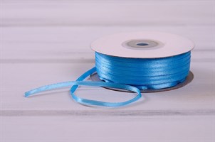 Лента атласная, 3 мм, голубая, 91 м У0530021-Б