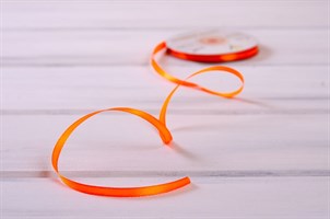 Лента атласная, 6 мм, оранжевая, 1 м У0520011