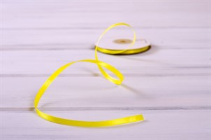 Лента атласная, 6 мм, желтая, 27 м У0520024-Б
