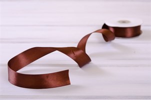 Лента атласная, 24 мм, темно-коричневая, 27 м У0510017-Б