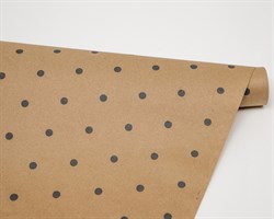 Бумага упаковочная, в черный горошек, 70см х 10м, крафт, 1 рулон У0203033