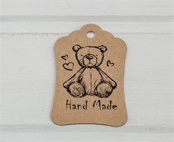 Бирка картонная, Мишка, 8х5 см, крафт У1202002