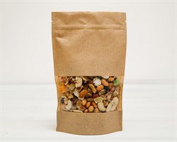 Пакет Дой-пак с zip-lock и окошком, 24х15х4 см, окно 7 см, коричневый У0703006