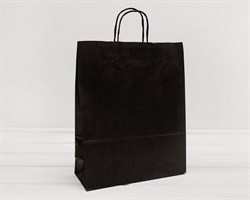 Пакет бумажный, 40х32х13 см, с кручеными ручками, черный У0703026