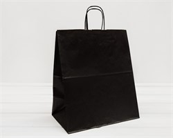 Пакет бумажный, 37х32х19 см, с кручеными ручками, черный У0703025