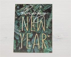 Открытка «Happy New Year», зелёная, 8х6 см, 1 шт. У1206066