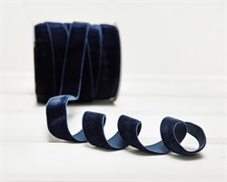 Лента бархатная, 20 мм, темно-синяя, 1 м У0513002